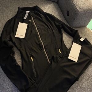 Lululemon Black Zip-Up Jacket And Flare Pants Set Sportwear Women